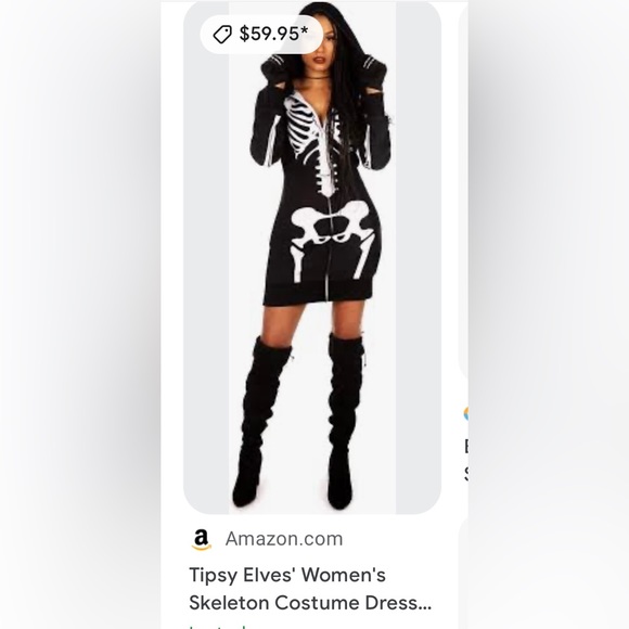 NEW Skeleton Sweatshirt Dress. Fitted Long Sleeves Black/White S,M,L - Picture 11 of 11